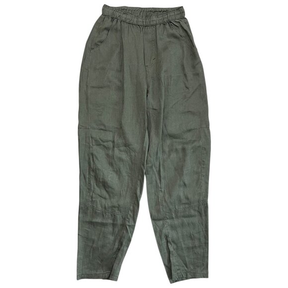 Luz Ballestero Womens Linen Pullon Pants Green S Lagenlook Minimalist Breathable - Picture 1 of 9